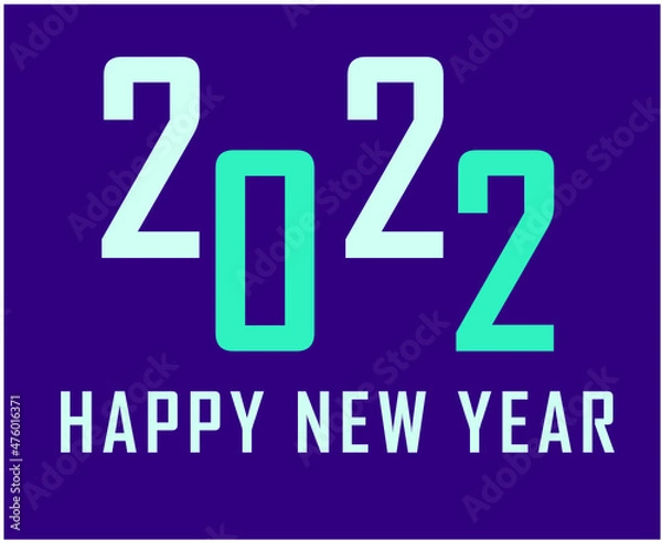 Fototapeta Happy New Year 2022 Abstract Vector Holiday Illustration Design Cyan With Purple Background