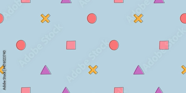 Obraz Geometric seamless pattern. Modern abstract background with geometric shapes on blue background. 