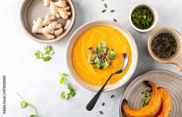Obraz Ginger and pumpkin vegetarian soup