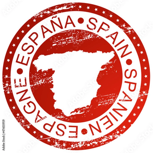 Obraz Carimbo de Espanha com mapa e nome do país