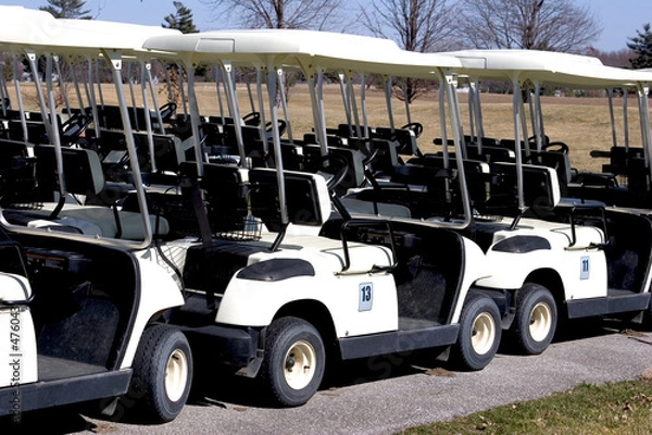 Obraz parked golf carts - rear