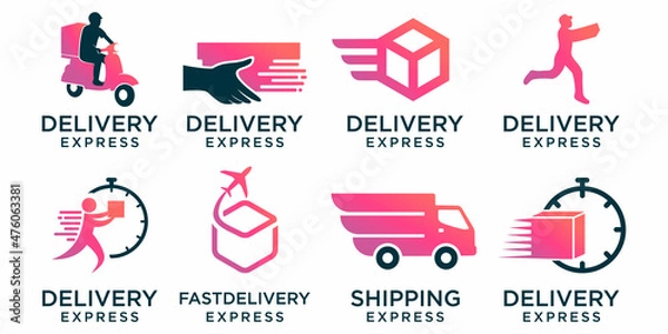 Obraz Abstract fast delivery icon set logo template