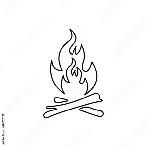 Fototapeta image of a campfire on a white background, vector illustration
