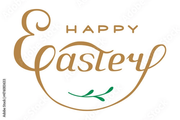Fototapeta Happy Easter lettering. Text for greeting card, badge or flyer. Isolated white background.