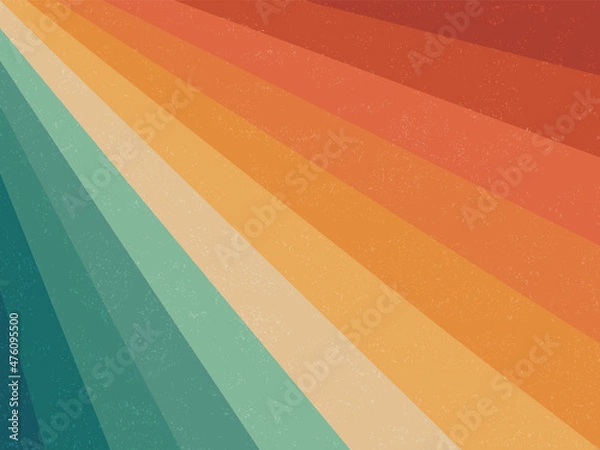 Obraz Retro seventies stripes sunrays vector background design