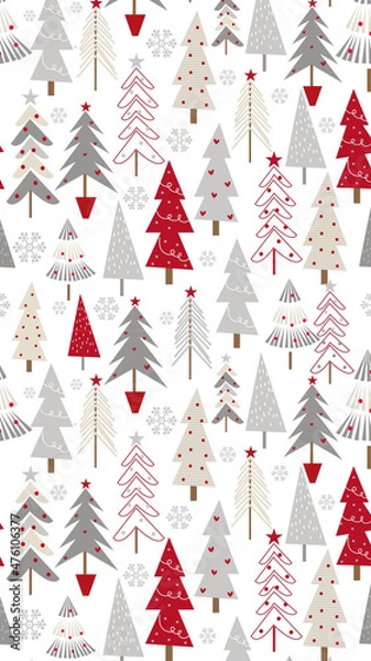 Fototapeta Christmass seamless pattern.Beautiful christmas doodles seamless pattern - hand drawn and detailed, great for christmas textiles, banners, wrappers, wallpapers - vector design