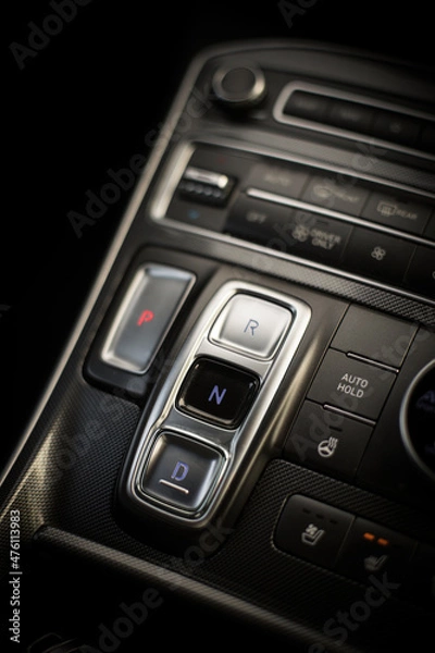 Obraz Automatic button gear shifter in a new car