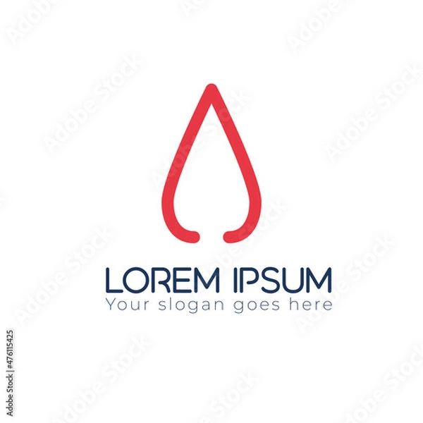 Fototapeta Fire Flame linear Logo design vector template. Red drop Logotype concept icon. Stock vector illustration isolated on white background