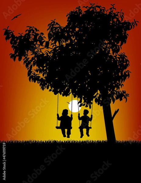Obraz kids on swing