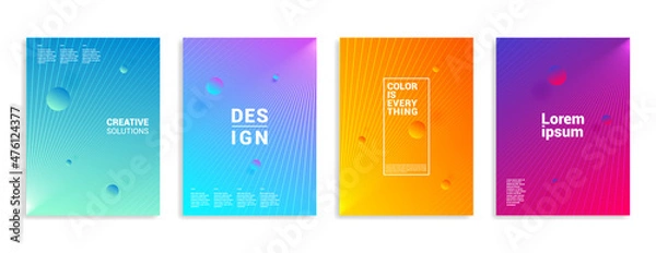 Fototapeta Minimal abstract covers. Vector halftone gradients. Geometric future template for flyer, poster, brochure and invitation. Minimalistic colorful cover.