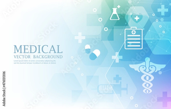 Obraz geometric vector futuristic medical icons background