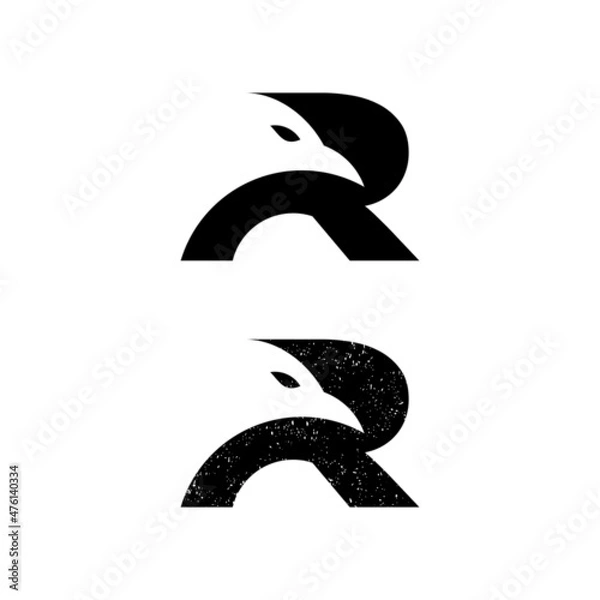 Obraz Initials R Black Raven logo icon design