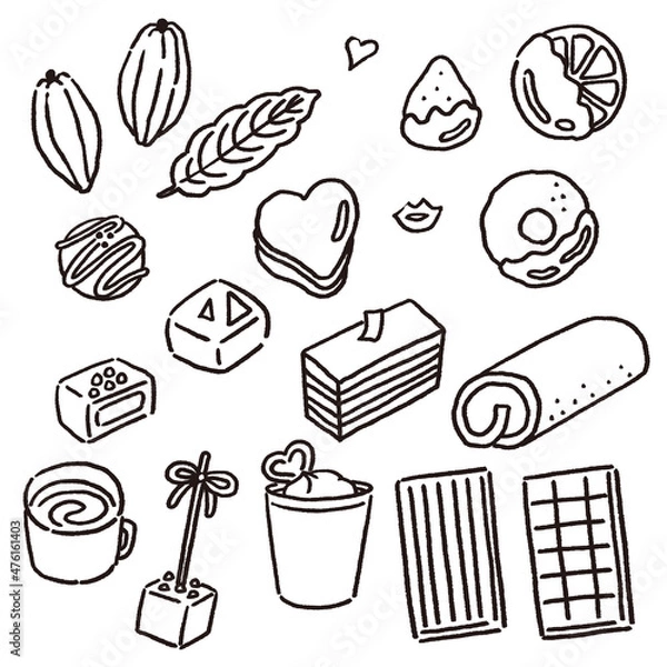 Fototapeta バレンタインのチョコレート菓子のイラストセット
