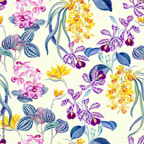 Obraz Flowers watercolor illustration.Manual composition.Seamless pattern.Design for cover, fabric, textile, wrapping paper .