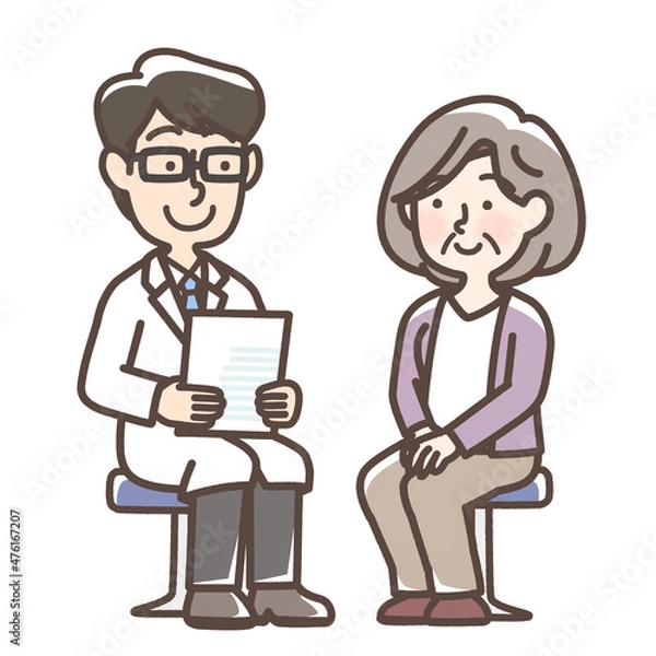 Fototapeta 医師に話を聞く女性