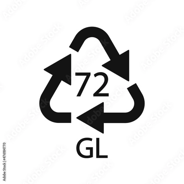 Fototapeta Brown Glass recycling code 72 GL. Vector illustration