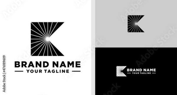 Obraz  LETTER K LOGO BLACK SUN NEGATIVE SPACE EDITABLE