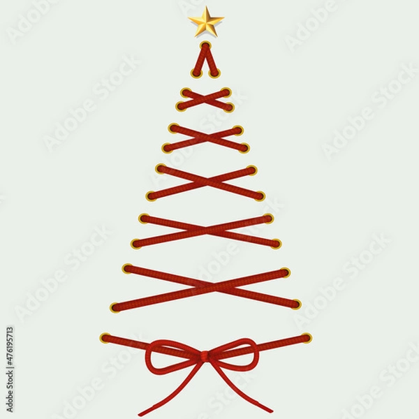 Obraz Christmas tree made of red lacing with star. 