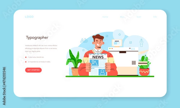 Fototapeta Book, newspaper or magazine printing web banner or landing page.