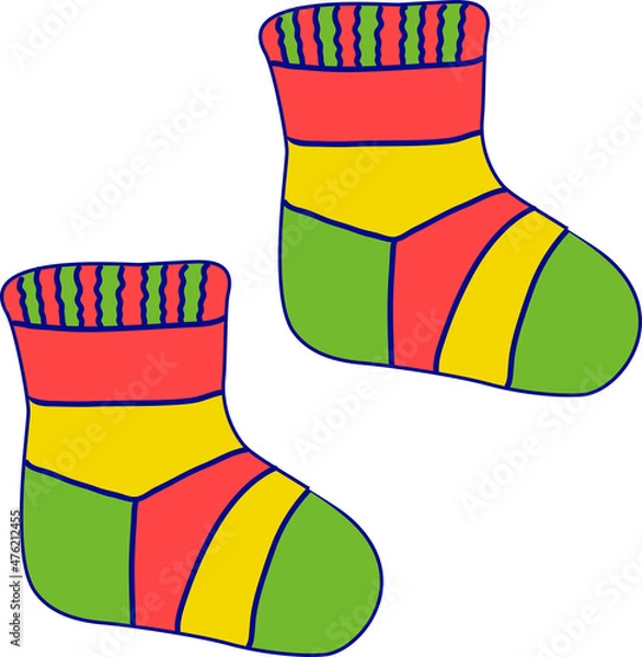 Obraz Children's multi-colored socks. Vector drawing easily editable.