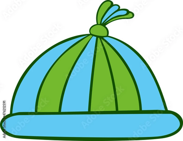 Obraz Children's blue-green hat. Vector drawing easily editable.