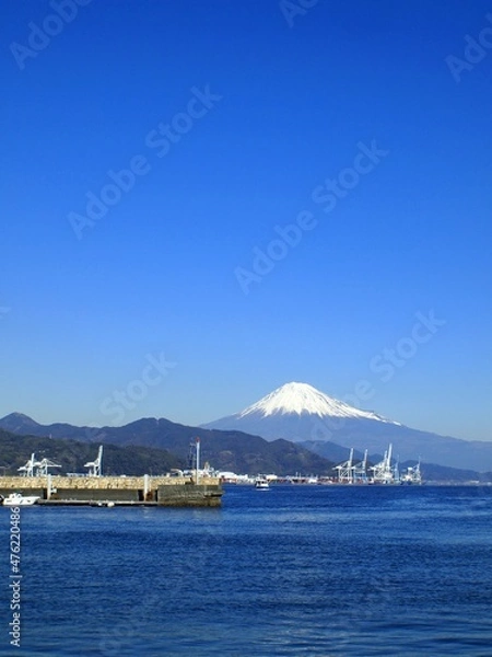 Obraz ＜静岡　清水＞清水港からみた富士山