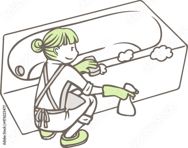 Obraz お風呂掃除をする女性