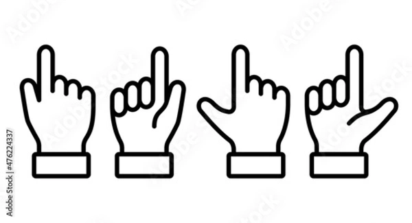 Obraz 手　指さし　アイコン　注目　イラスト　線画　セット