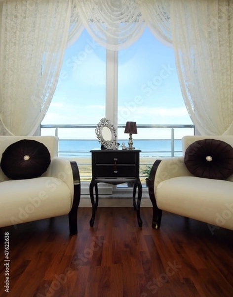 Obraz Living room with sea view