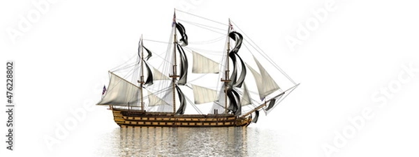 Obraz One HSM ancient ship on the water - 3D render