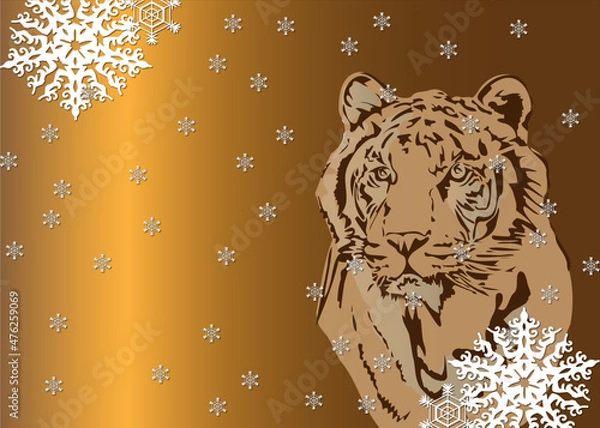 Obraz christmas background with tiger