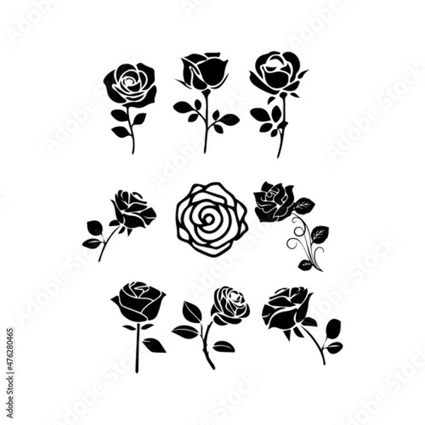 Obraz free black roses as logos, symbols, emblems, badges and more