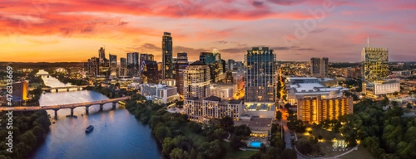 Obraz Austin Texas skyline with sunset
