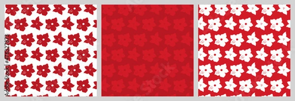 Fototapeta Christmas seamless pattern with isolated sketches of winter flowers. Cute vector illustration for paper, textile, fabric, prints, wrapping, greeting cards, banners.