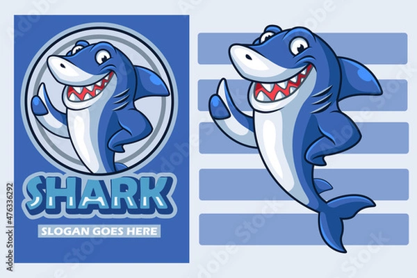 Obraz Cute shark cartoon design template