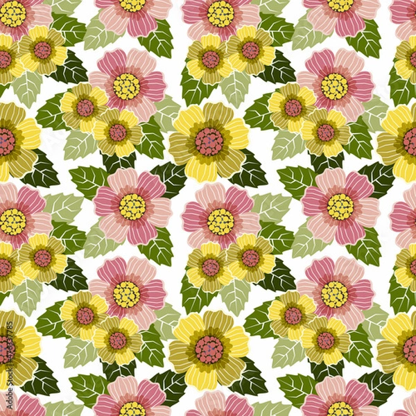 Obraz Pattern Botanical flowers and leaves background.