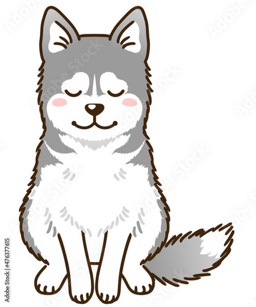 Obraz おじぎするシベリアンハスキー（シルバー＆ホワイト）