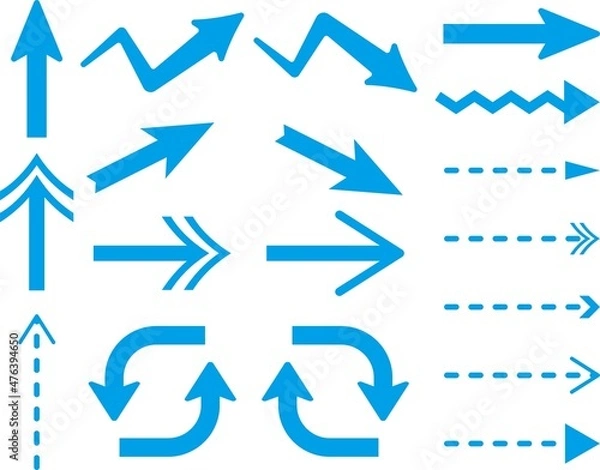 Fototapeta 矢印　青色　種類　セット