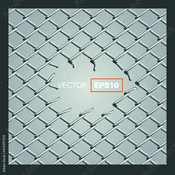 Obraz Chain Link Fence Set 3 Vector Drawing