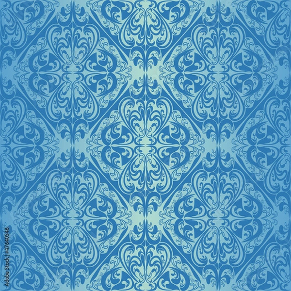Obraz Seamless blue wallpaper - style retro.