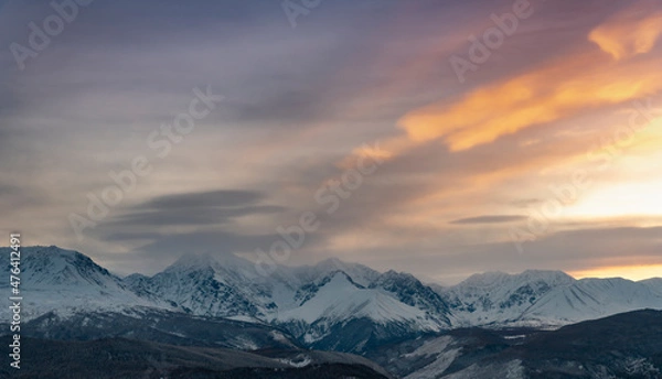 Fototapeta sunset in the mountains