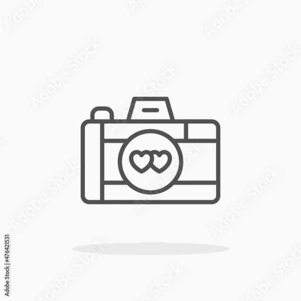Fototapeta Camera wedding icon. Editable Stroke and pixel perfect. Outline style. Vector illustration. Enjoy this icon for your project.