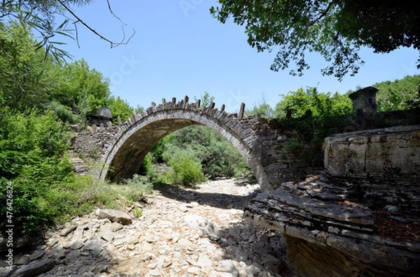 Fototapeta Greece, Historic Stone Bridge