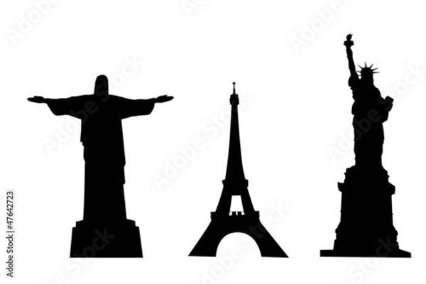 Fototapeta vector silhouettes of world monuments