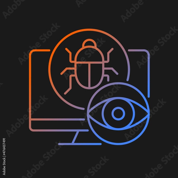Fototapeta Spyware gradient vector icon for dark theme. Malicious software. Spying and monitoring malware. Stealing information. Thin line color symbol. Modern style pictogram. Vector isolated outline drawing