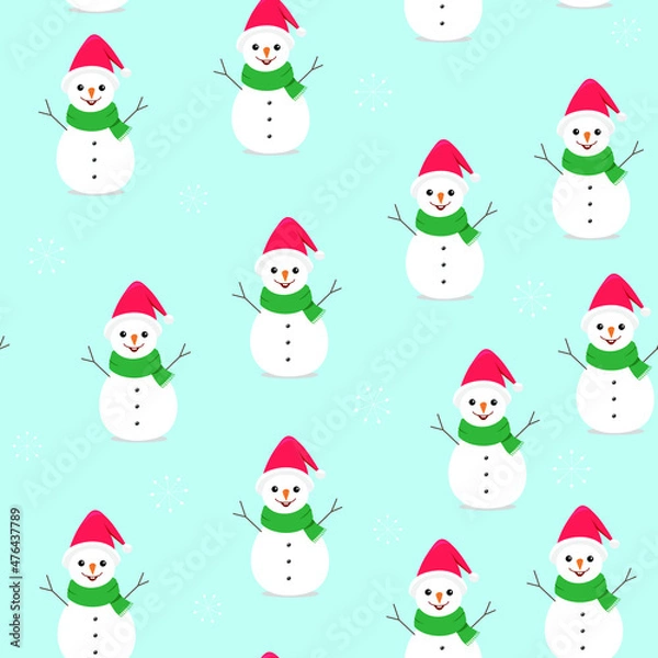 Obraz Snowmen seamless pattern