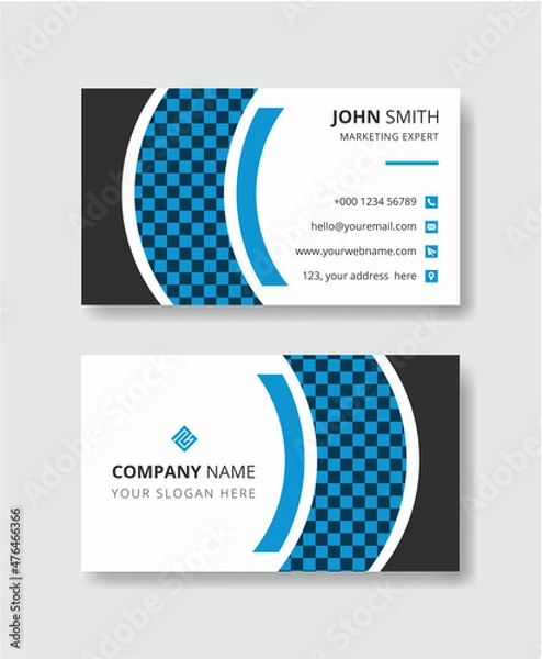 Obraz Creative and Clean Double Sided Business Card Design Template. Modern Business Card Design with Red, Blue and Orange Color