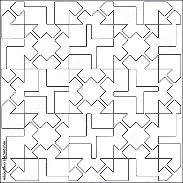 Fototapeta Vector geometric pattern. Repeating elements stylish background abstract ornament for wallpapers and backgrounds. Black and white pattern.