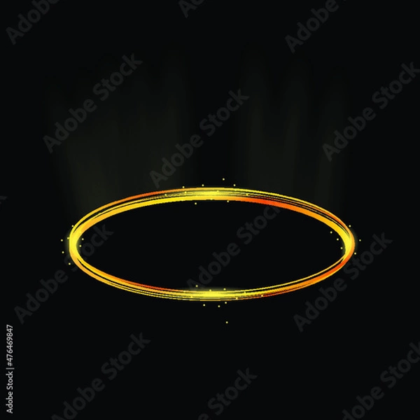 Obraz Glowing fire rings with glitter in gold colors