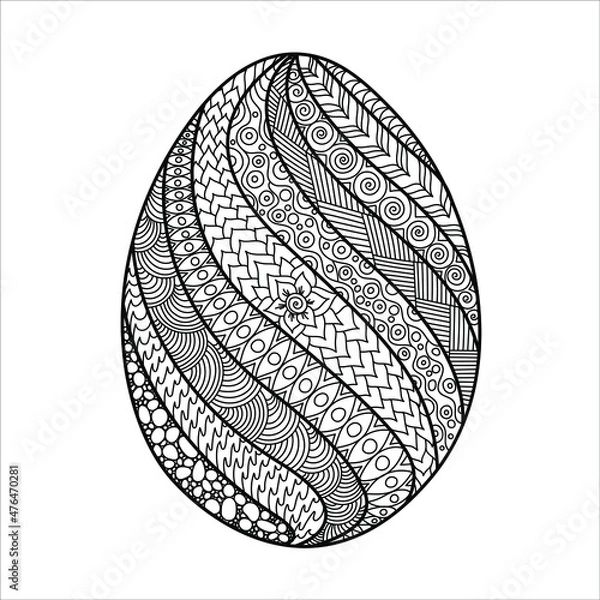 Obraz Hand drawn zentangle Easter egg. Vector illustration